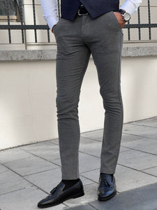 Bojoni Astoria Slim Fit High Quality Grey Patterned Skinny Pants