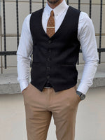Load image into Gallery viewer, Bojoni Astoria Slim Fit Black Woolen Vest
