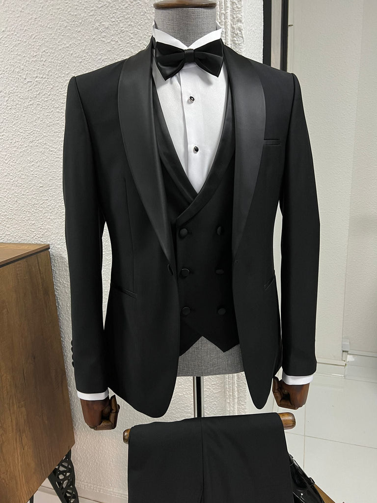 Louis Slim Fit High Quality Black Party Tuxedo | BOJONI