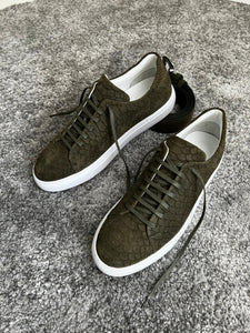 Bojoni Amato Special Edition Rubber Sole Suede Leather Khaki Sneakers