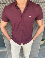 Load image into Gallery viewer, Giovanni Mannelli Slim Fit Short Sleeve Burgundy Tees
