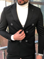 Load image into Gallery viewer, Torino Black Double Breasted Suit-baagr.myshopify.com-suit-BOJONI
