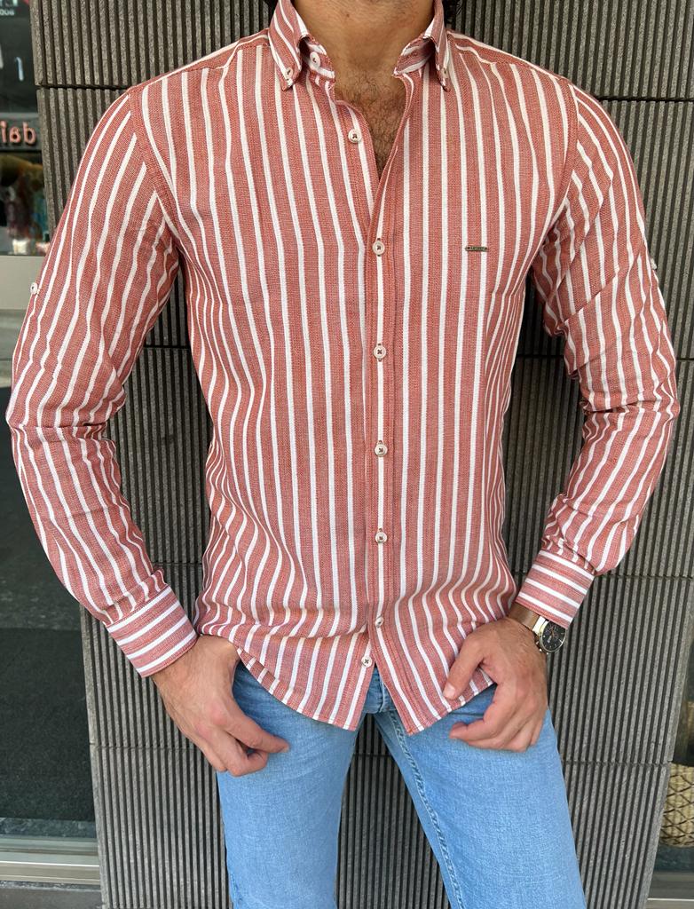 Giovanni Mannelli Slim Fit Tile Striped Shirt