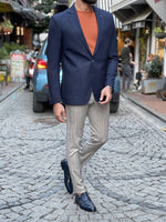 Load image into Gallery viewer, Notasi Navy Blue Slim Fit Blazer-baagr.myshopify.com-blazers-BOJONI
