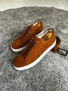 Bojoni Amato Special Edition Rubber Sole Suede Leather Tan Sneakers