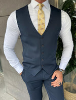 Load image into Gallery viewer, Rick Slim Fit Double Pocket Blue Detailed Suit
