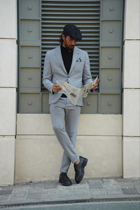 Thread Slim Fit Bag Pocket Grey Suit