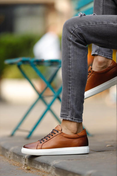Luke Eva Sole Lace Detailed Brown Sneakers | BOJONI