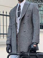 Load image into Gallery viewer, Bojoni Astoria Slim Fit Metal Button Double Breasted Smoked Woolen Winter Coat
