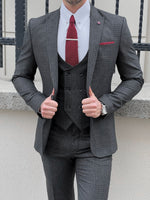 Load image into Gallery viewer, Louis Slim Fit High Quality Patterned Anthracite &amp; Business Suit
