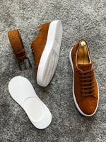 Load image into Gallery viewer, Bojoni Amato Special Edition Rubber Sole Suede Leather Tan Sneakers
