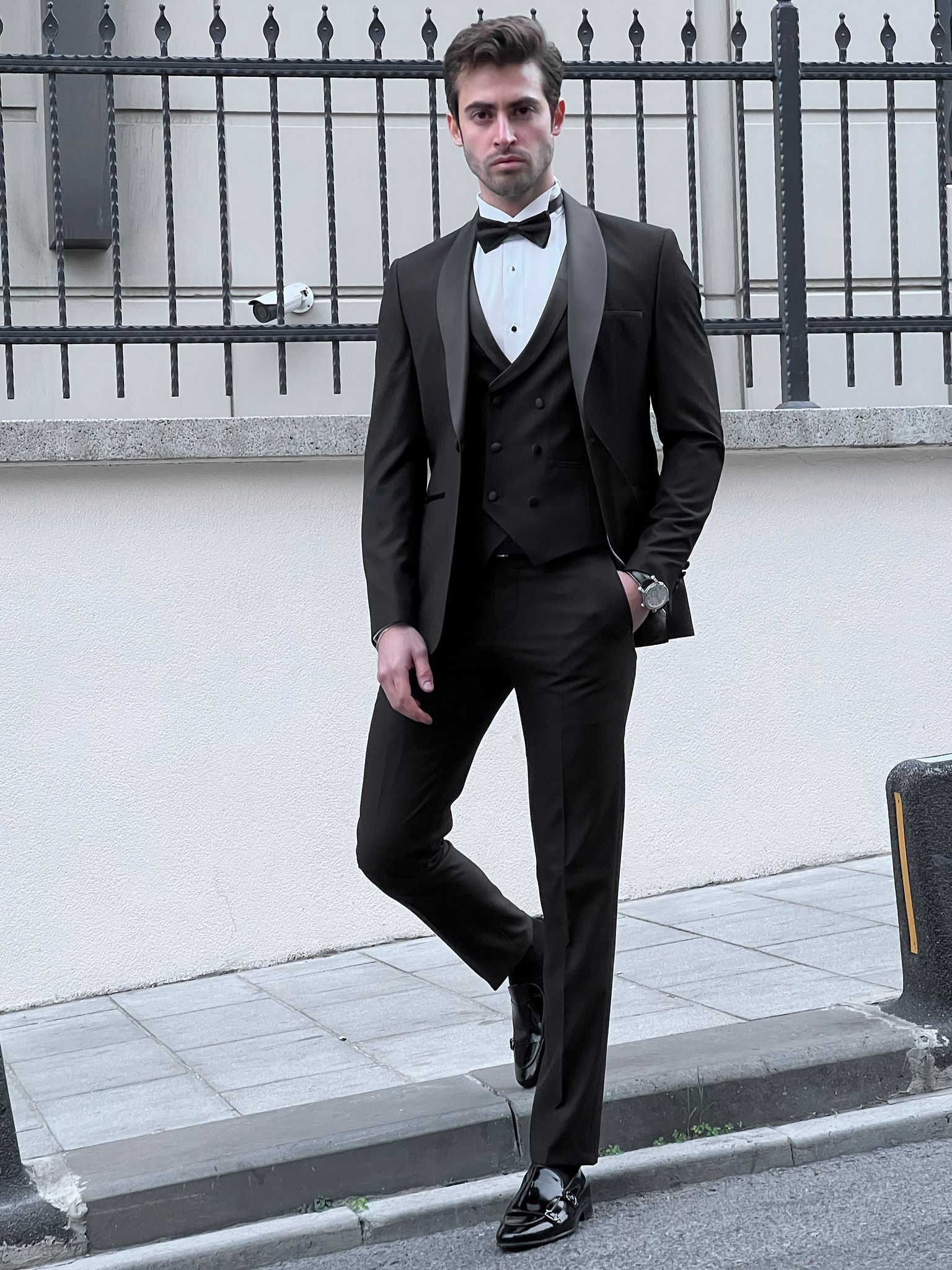Louis Slim Fit High Quality Shawl Collared Black Party Tuxedo