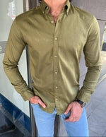Load image into Gallery viewer, Giovanni Mannelli Slim Fit Khaki Shirt

