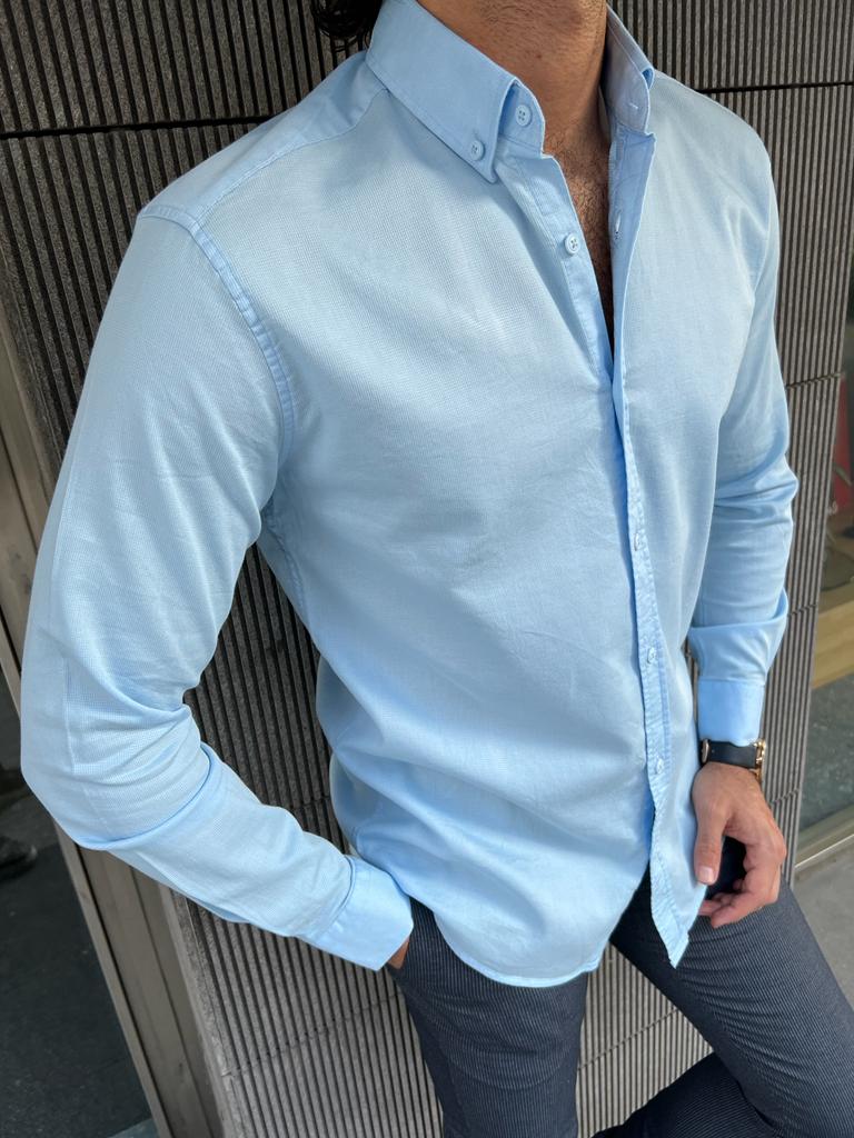 Giovanni Mannelli Slim Fit Blue Italian Fit Shirt