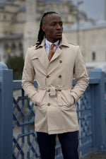 Load image into Gallery viewer, Bojoni Astoria Slim Fit Beige Feather Detailed Winter Coat
