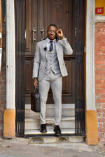 Load image into Gallery viewer, Rick Slim Fit Mono Collared Grey Suit
