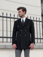 Load image into Gallery viewer, Bojoni Astoria Double Breasted Woolen Black Coat
