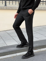 Load image into Gallery viewer, Bojoni Astoria Slim Fit High Quality Black Patterned Anthracite Pants
