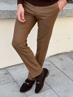Load image into Gallery viewer, Bojoni Astoria Slim Fit High Quality  Patterned Camel Pants
