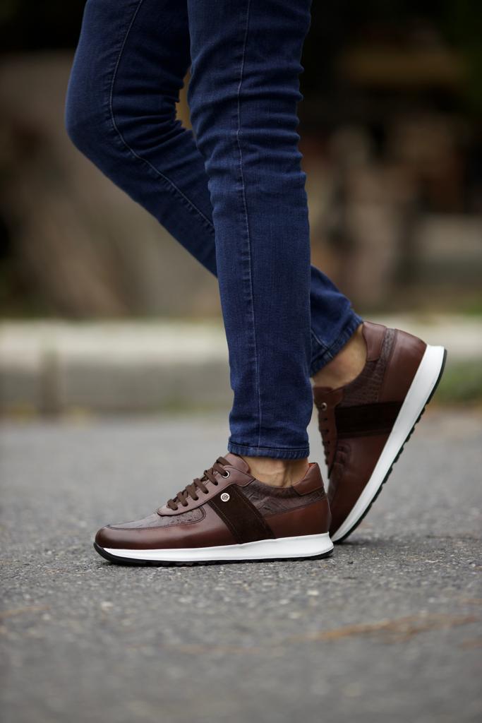 Leon Suede & Leather Detailed Brown Sneakers