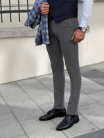 Load image into Gallery viewer, Bojoni Astoria Slim Fit High Quality Grey Patterned Skinny Pants
