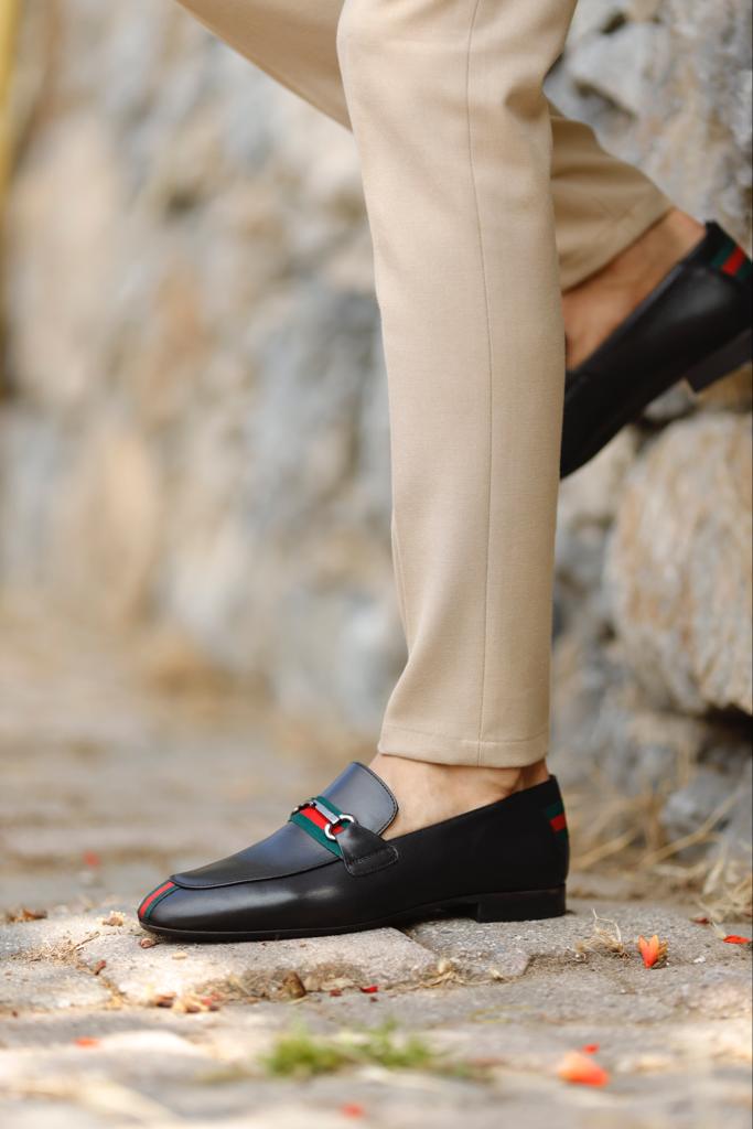 Bojoni Uluwatu  Custom Striped Black Loafer