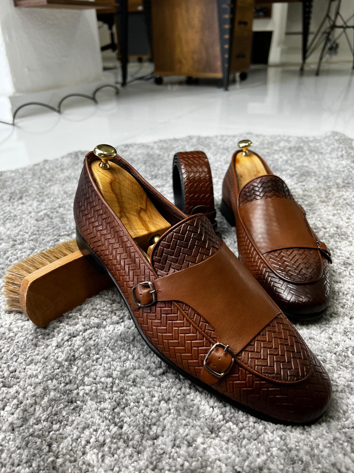 Bojoni Amato Special Edition Neolite Sole Double Buckled Tan Leather Loafer