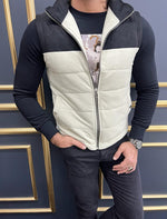 Load image into Gallery viewer, Rick Slim Fit Double Color Detailed Beige Nubuck Vest
