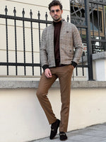 Load image into Gallery viewer, Bojoni Astoria Slim Fit Side Pocket Plaid Woolen Beige Coat
