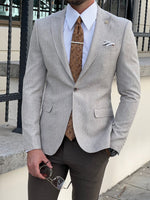 Load image into Gallery viewer, Bojoni Astoria Slim Fit High Quality Pointed Collar Beige Blazer
