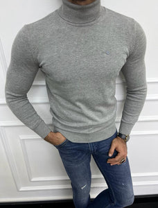 Leon Slim Fit Grey Turtleneck Sweater