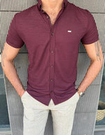 Load image into Gallery viewer, Giovanni Mannelli Slim Fit Short Sleeve Burgundy Tees
