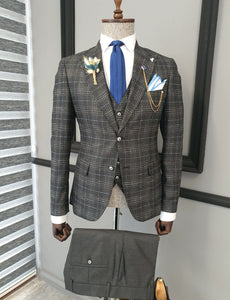 Giotto Black Slim Fit Notch Lapel Plaid Suit-baagr.myshopify.com-suit-BOJONI