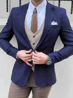 Load image into Gallery viewer, Louis Slim Fit High Quality Navy Blue Blazer
