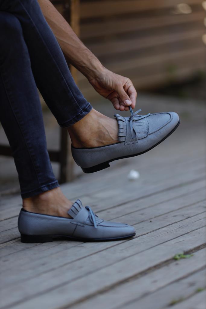 Bojoni Uluwatu Double Buckled Grey Detail Loafer