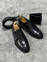 Load image into Gallery viewer, Louis Special Edition Neolite Sole Double Monk Stap Black Shoes
