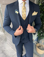 Load image into Gallery viewer, Rick Slim Fit Double Pocket Blue Detailed Suit

