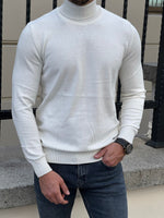 Load image into Gallery viewer, Bojoni Astoria Slim Fit White Turtleneck Sweater
