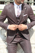 Load image into Gallery viewer, Slim-Fit Patterned Suit Vest Claretred-baagr.myshopify.com-suit-BOJONI
