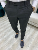 Load image into Gallery viewer, Furino Black Slim Fit Double Breasted Pinstripe Suit-baagr.myshopify.com-1-BOJONI
