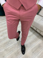 Load image into Gallery viewer, Fettachi Pink Slim Fit Velvet Peak Lapel Tuxedo-baagr.myshopify.com-1-BOJONI

