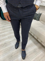 Load image into Gallery viewer, Bojoni Dayton Navy Blue  Plaid Slim Fit Suit

