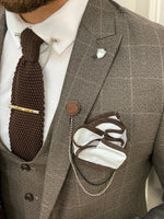 Load image into Gallery viewer, Casatani Coffee Slim Fit Plaid Suit-baagr.myshopify.com-1-BOJONI
