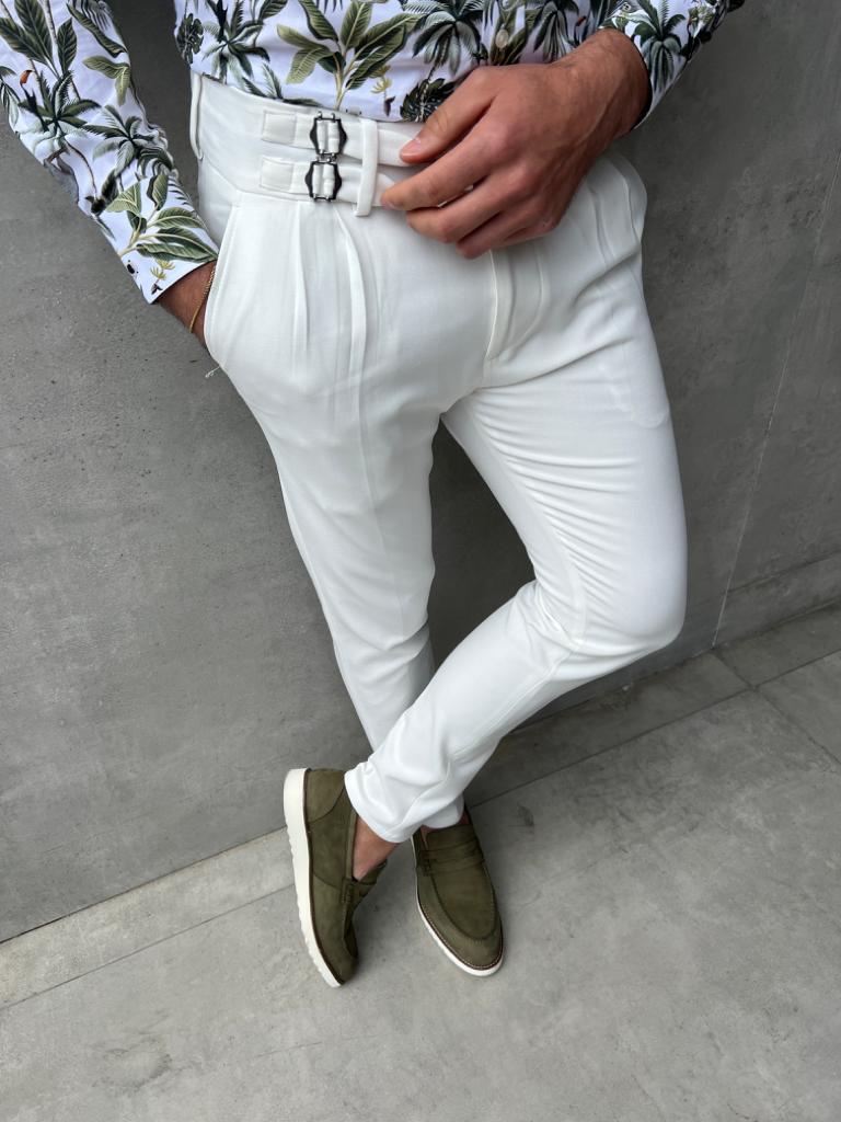 Buy KINGDOM OF WHITE Stride Full Length Pants for Men | 98% Cotton, 2%  Elastane | Casual Wear Pants for Men | White Color | Casual Twill at  Amazon.in