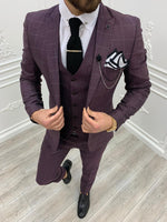Load image into Gallery viewer, Casatani Claret Red Slim Fit Plaid Suit-baagr.myshopify.com-1-BOJONI
