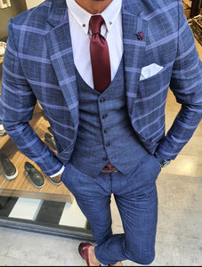 New Bern Indigo Slim Fit Check Plaid Suit-baagr.myshopify.com-suit-BOJONI