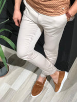 Load image into Gallery viewer, Beggi Slim-Fit Cotton Pants in Stone-baagr.myshopify.com-Pants-BOJONI
