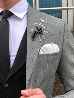 Load image into Gallery viewer, Zengi Slim-Fit Cotton Blazer in Gray-baagr.myshopify.com-suit-BOJONI
