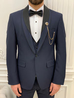 Load image into Gallery viewer, Bojoni Tishko Navy Shawl Collar Slim Fit Tuxedo
