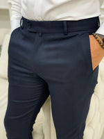Load image into Gallery viewer, Serra Navy Blue Slim Fit  Pants-baagr.myshopify.com-Pants-BOJONI
